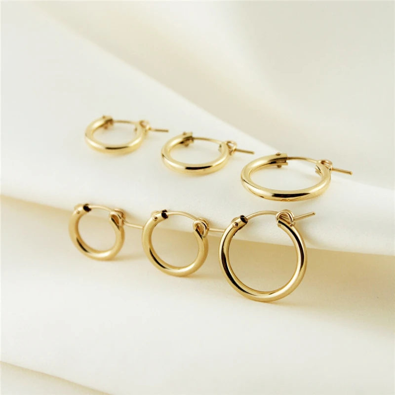 14K Gold Filled Eurowire Hoop Earrings 6 Size Gold Jewelry Gold Hoop Earrings Brincos Pendientes Oorbellen Boho Women Earrings