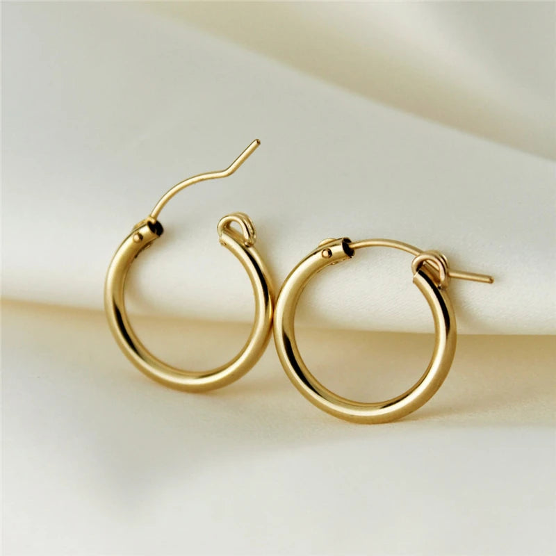 14K Gold Filled Eurowire Hoop Earrings 6 Size Gold Jewelry Gold Hoop Earrings Brincos Pendientes Oorbellen Boho Women Earrings