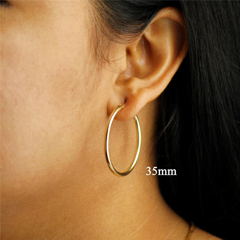 14K Gold Filled Eurowire Hoop Earrings 6 Size Gold Jewelry Gold Hoop Earrings Brincos Pendientes Oorbellen Boho Women Earrings