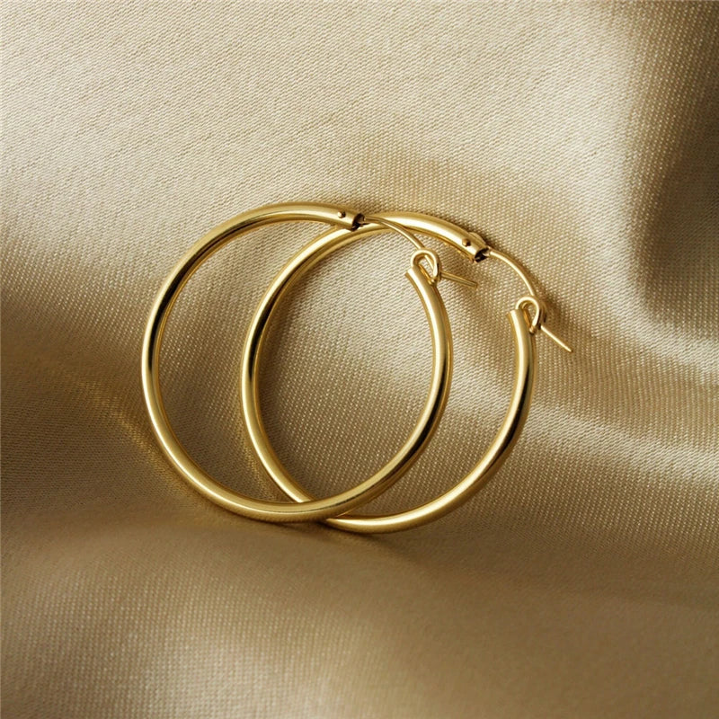 14K Gold Filled Eurowire Hoop Earrings 6 Size Gold Jewelry Gold Hoop Earrings Brincos Pendientes Oorbellen Boho Women Earrings