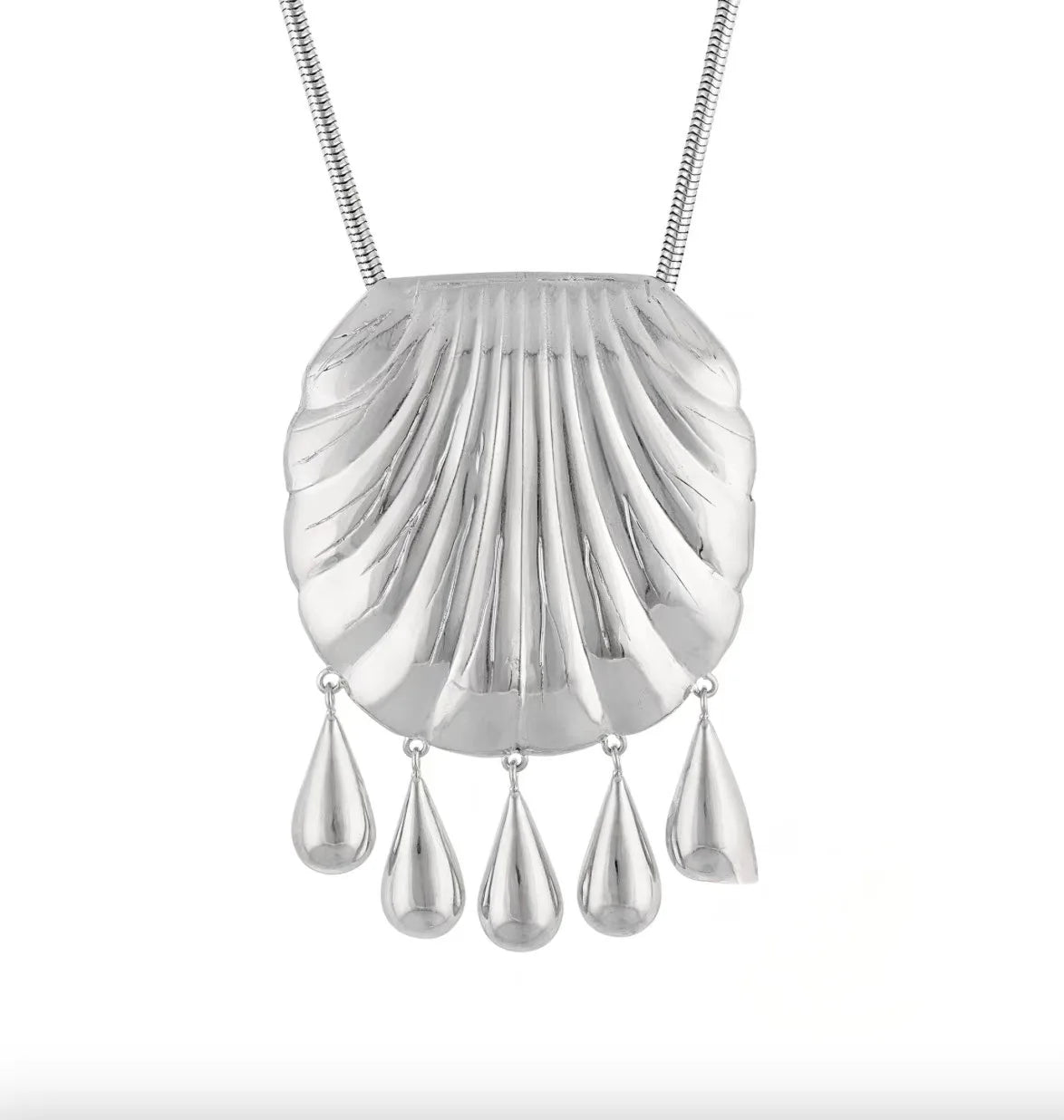 Europe American Gold Silver Large Shell Tassel Pendant High Quality Necklace Woman Fashion Jewelry Party Trend