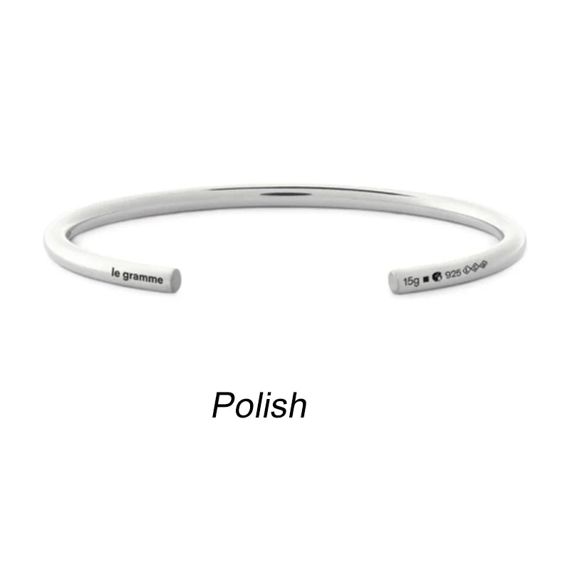 925 Sterling Silver Classic Cable Rope Bracelet - LG French Luxury Jewelry Brushed Finish Open Design Unisex Gifts for Men