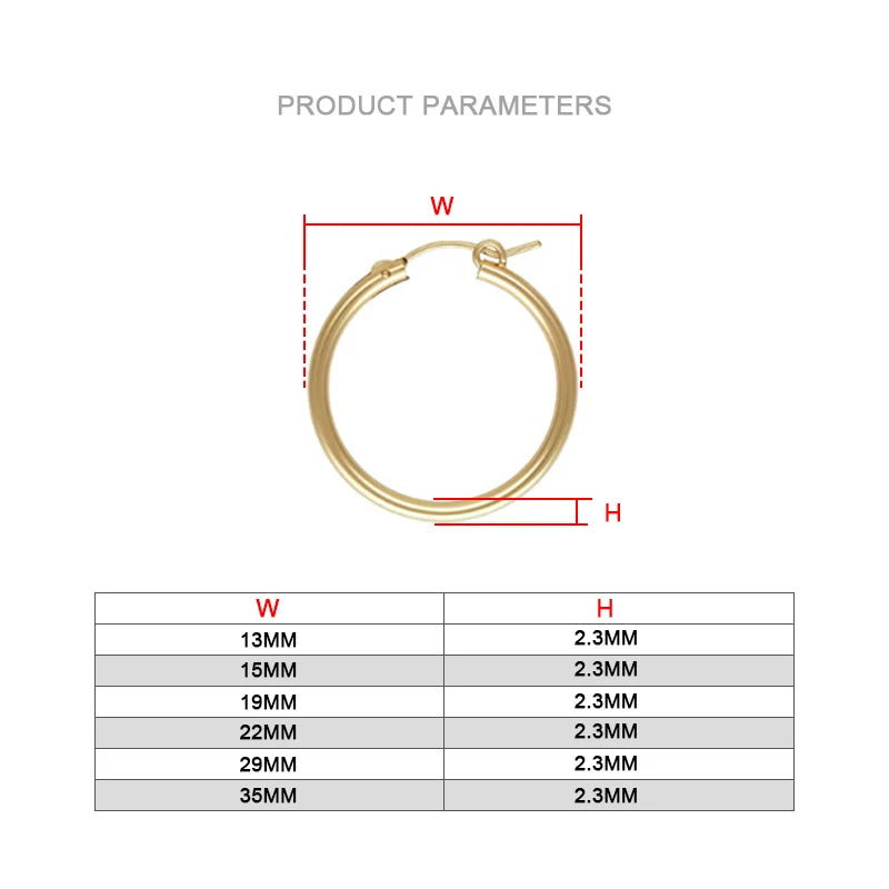 14K Gold Filled Eurowire Hoop Earrings 6 Size Gold Jewelry Gold Hoop Earrings Brincos Pendientes Oorbellen Boho Women Earrings