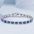 925 Sterling Silver  Sapphire Bracelet for Women Elegant Shine Gem Solid  Bangle High Quality Wedding  Party Jewelry Gifts