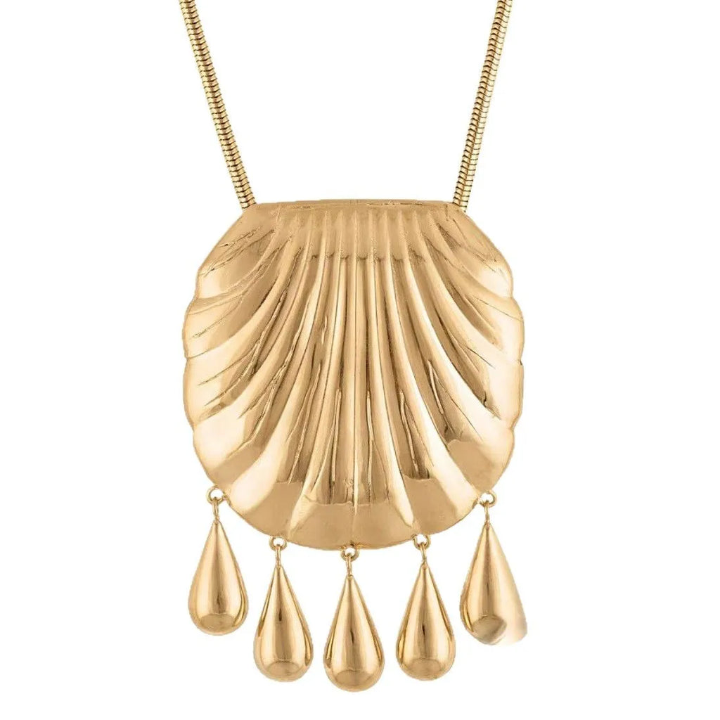 Europe American Gold Silver Large Shell Tassel Pendant High Quality Necklace Woman Fashion Jewelry Party Trend