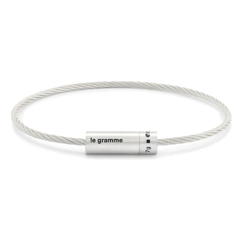 925 Sterling Silver Classic Cable Rope Bracelet - LG French Luxury Jewelry Brushed Finish Open Design Unisex Gifts for Men