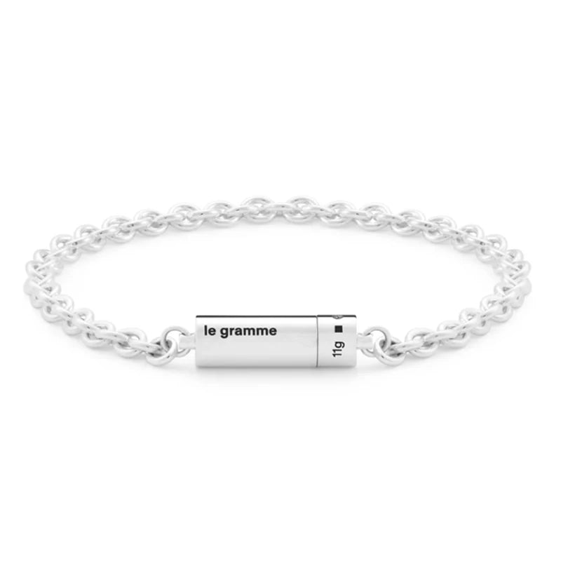 925 Sterling Silver Classic Cable Rope Bracelet - LG French Luxury Jewelry Brushed Finish Open Design Unisex Gifts for Men