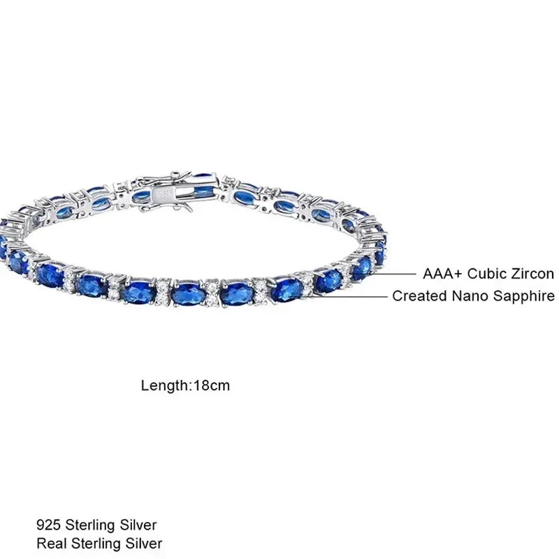 925 Sterling Silver  Sapphire Bracelet for Women Elegant Shine Gem Solid  Bangle High Quality Wedding  Party Jewelry Gifts