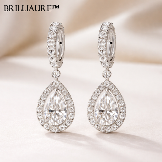 Brilliaure™ Radiant Drop Halo Earrings
